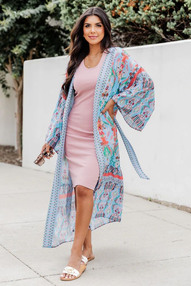 Daydream Look Blue Multi Printed Kimono SALE | Pink Lily