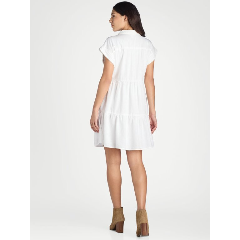 Time and Tru Women's Tiered Mini Shirt Dress, Sizes XS-XXXL - Walmart.com | Walmart (US)