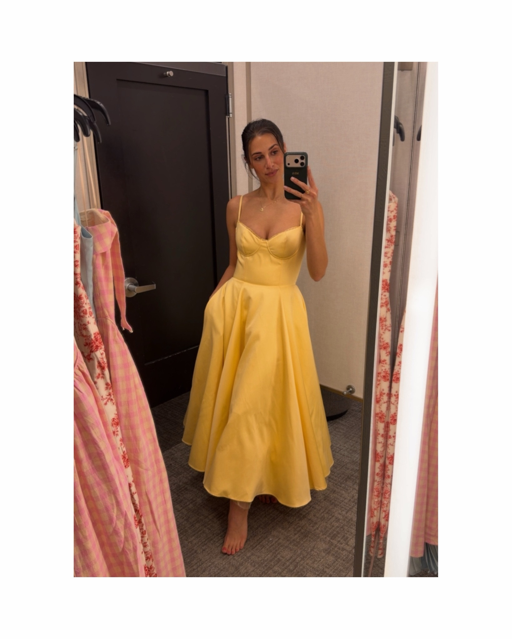 I am obsessed with the gorgeous Mademoiselle Sunshine Yellow Satin Tulle Midi Dress House of CB dress. I would recommend sizing up as House of CB runs a bit small. 

#LTKWedding #LTKPetite