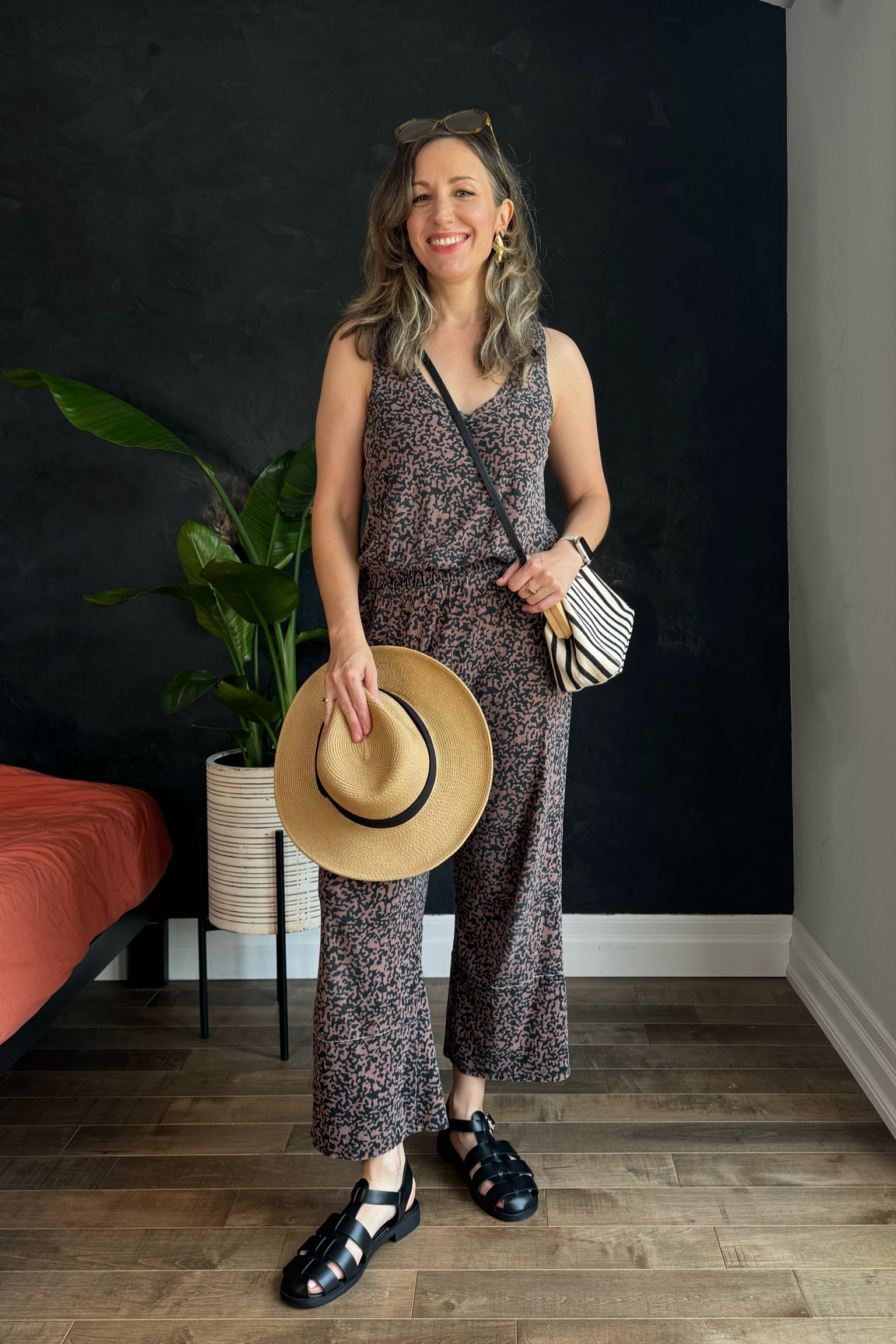Printed jumpsuit with fisherman sandals for summer  

#LTKOver40