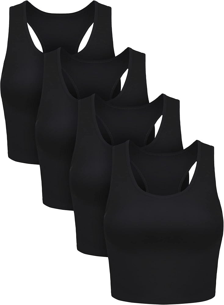 Boao 4 Pieces Basic Crop Tank Tops Sleeveless Racerback Crop Top for Women | Amazon (US)