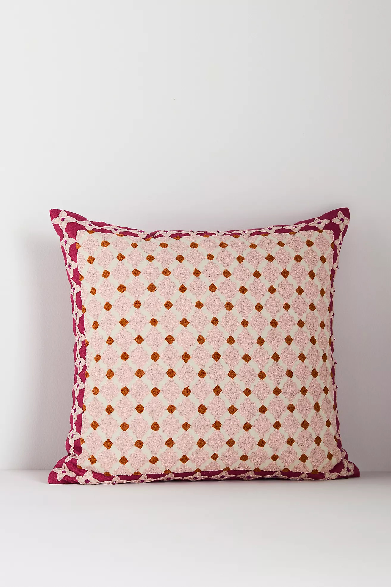 Freya Linen Embroidered Geometric Pillow | Anthropologie (US)