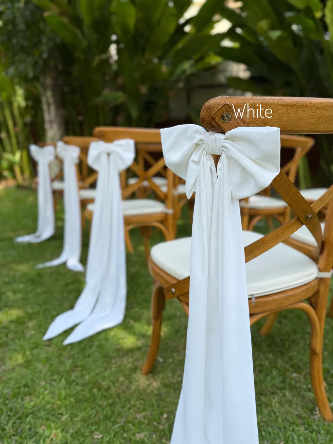 White Chiffon Bow Aisle Chair Ivory Bow Marker Church Pew Decor Ivory Chiffon Bow for Wedding Cha... | Etsy (US)