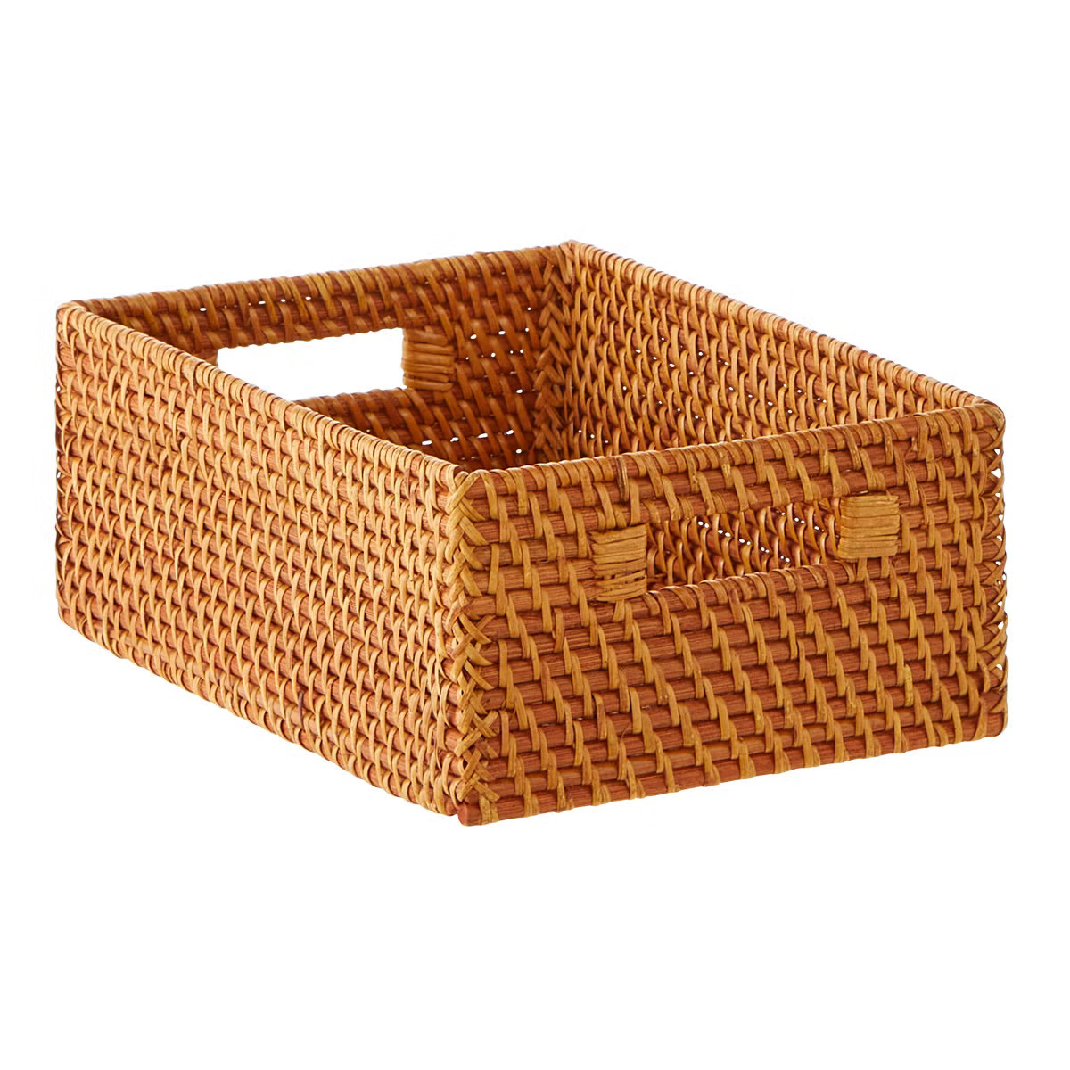Medium Rattan Bin w/ Handles Copper | The Container Store