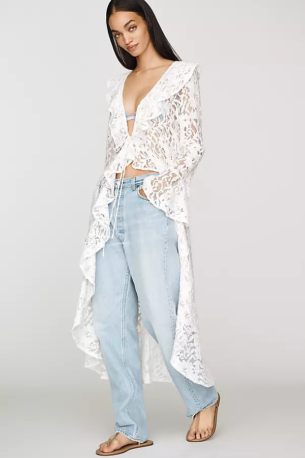 Ruffle Lace Longline Top | Anthropologie (US)