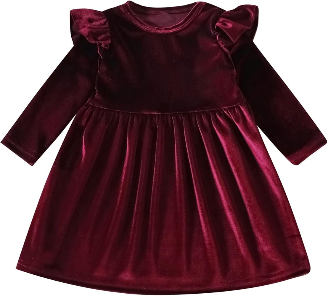 IDOPIP Toddler Baby Girls Velvet Tutu Dress Long Sleeve Princess Christmas Birthday Party Wedding... | Amazon (US)