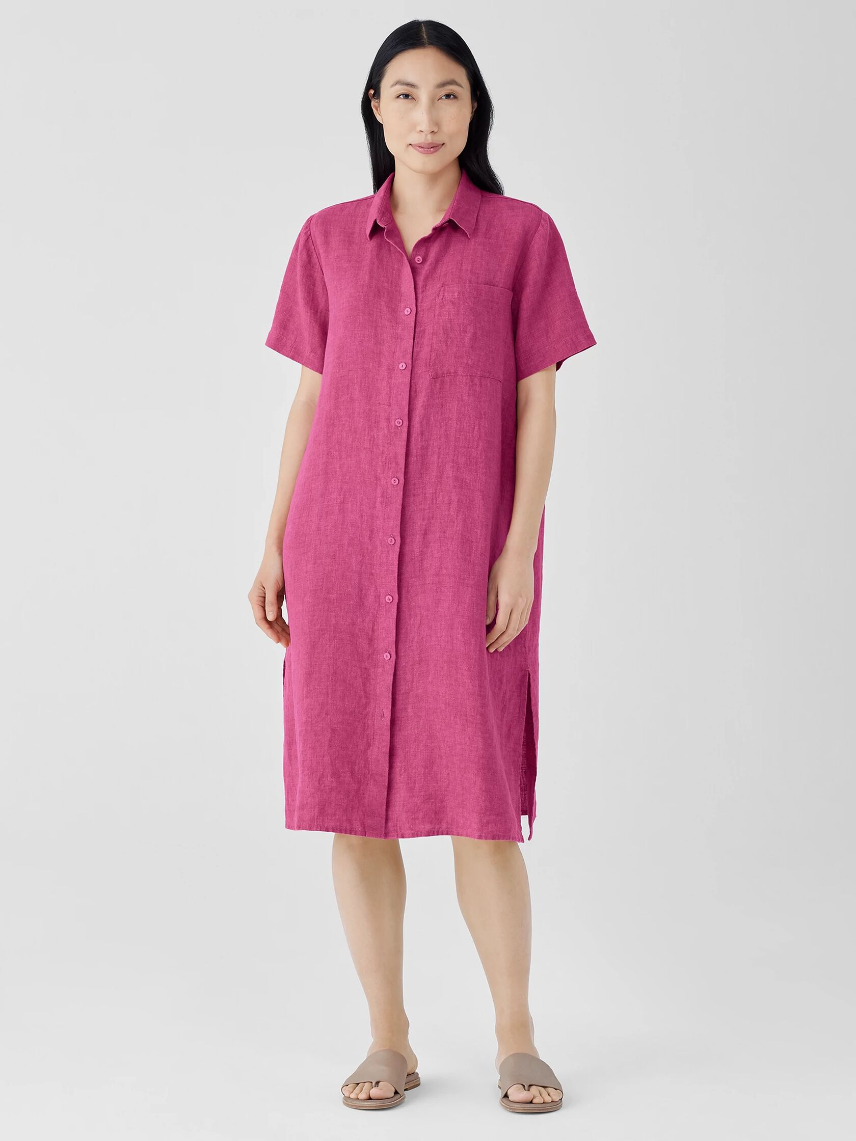 Washed Organic Linen Délavé Shirtdress | Eileen Fisher