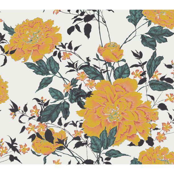 Vintage Floral Yellow Peel & Stick Wallpaper by Drew Barrymore Flower Home | Walmart (US)