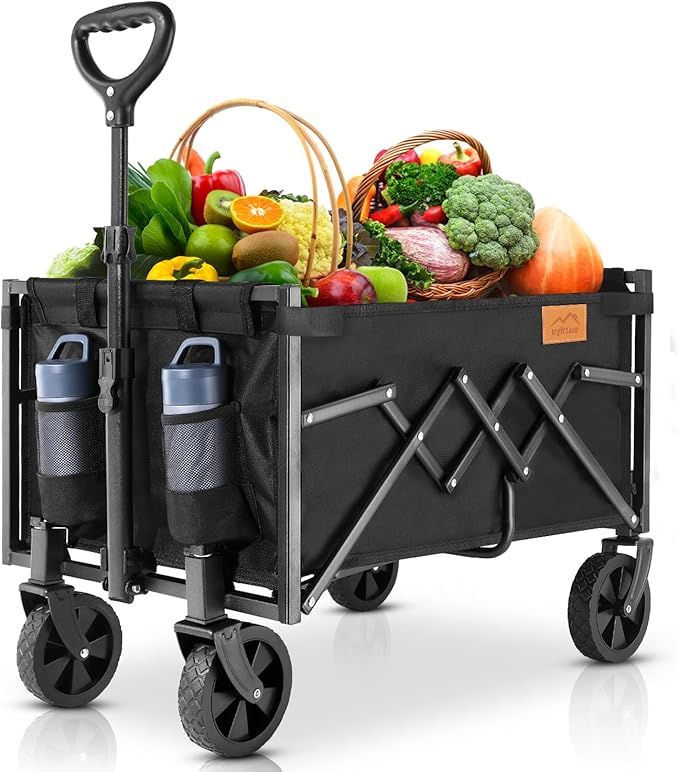 Collapsible Wagon Cart Foldable with 220lbs Weight Capacity, Lightweight Portable Folding Grocery... | Amazon (US)