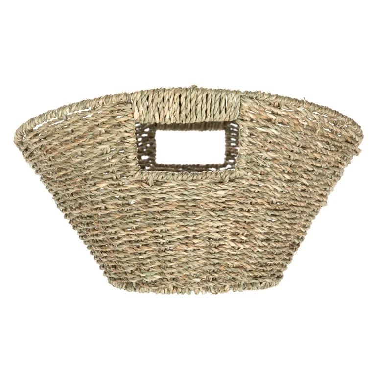 Mainstays Oval Natural Seagrass Storage Basket with Cut-Out Handles | Walmart (US)