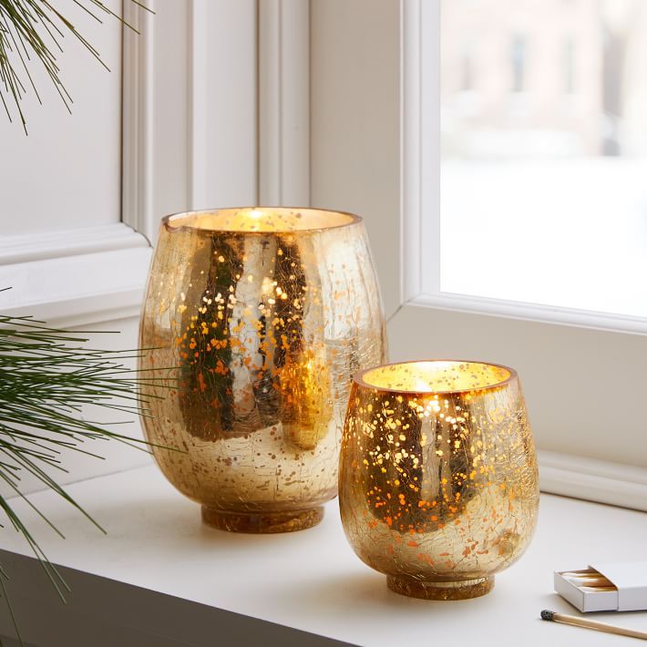 Gold Crackle Mercury Candle Jars - Winter White | West Elm (US)