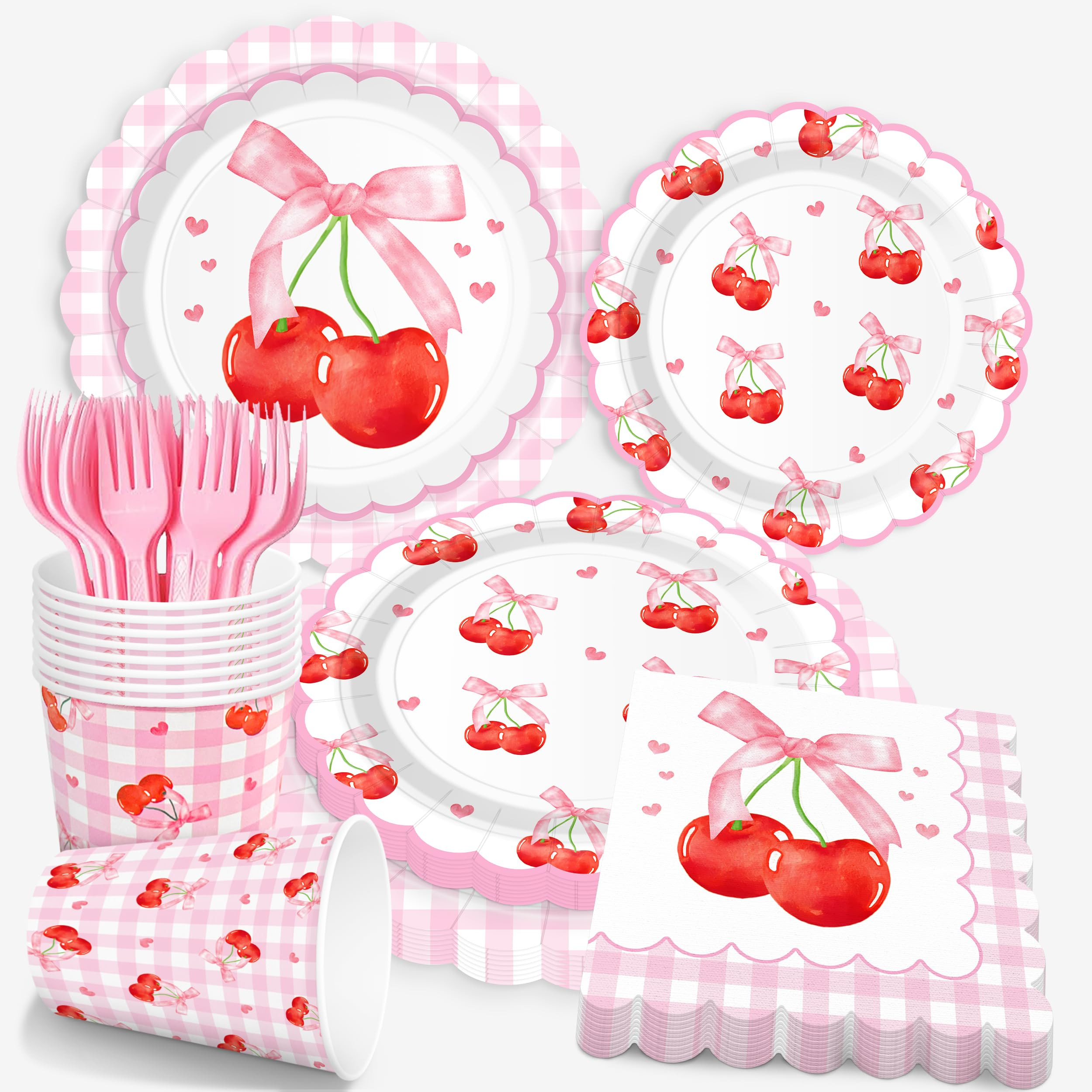 250 PCS Cherry Party Supplies, Service for 50, Cherry Birthday Party Decorations Decor Tableware ... | Amazon (US)