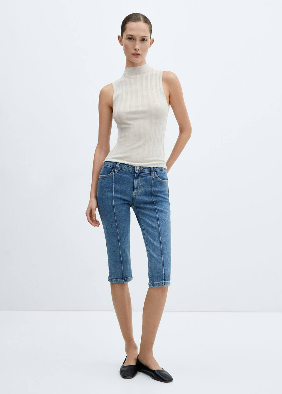 Turtleneck ribbed top | MANGO (US)