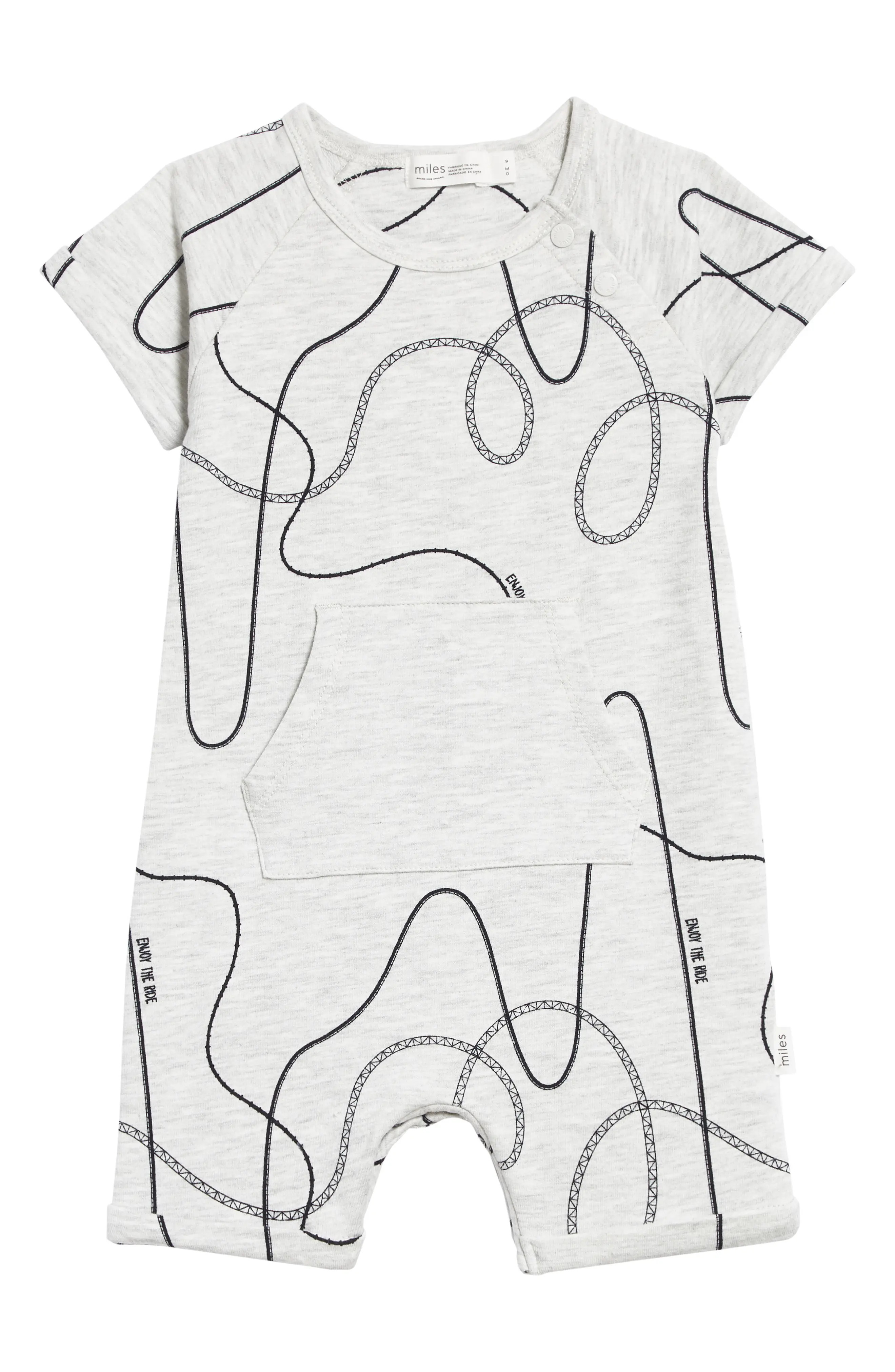 Infant Boy's Miles Baby Roller Coaster Print Romper, Size 3M - Grey | Nordstrom
