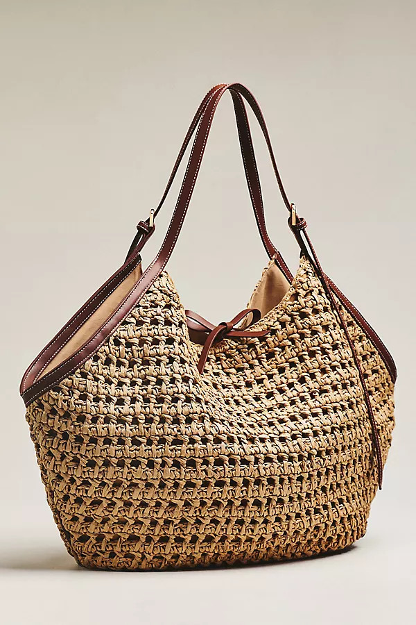 Celandine Oversized Raffia Winged Hobo Bag | Anthropologie (US)