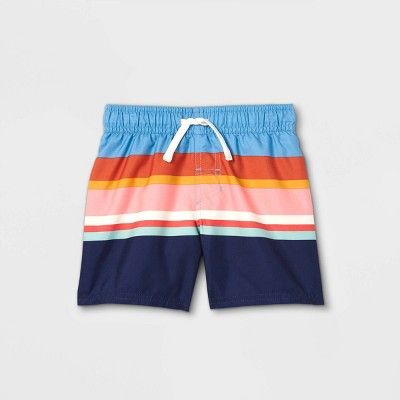 Toddler Boys' Striped Swim Shorts - Cat & Jack™ Blue | Target