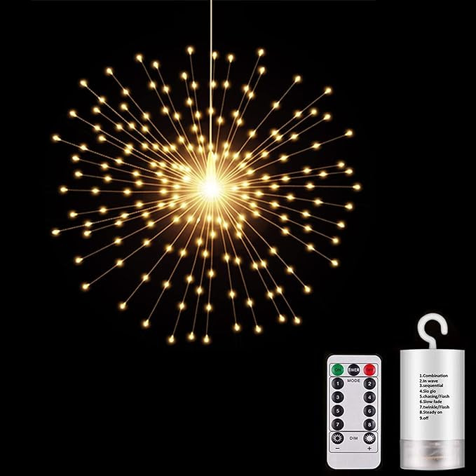 200 LED Starburst Sphere Lights,Firework Light Battery Powered, Tent Chandelier Remote Control, W... | Amazon (US)