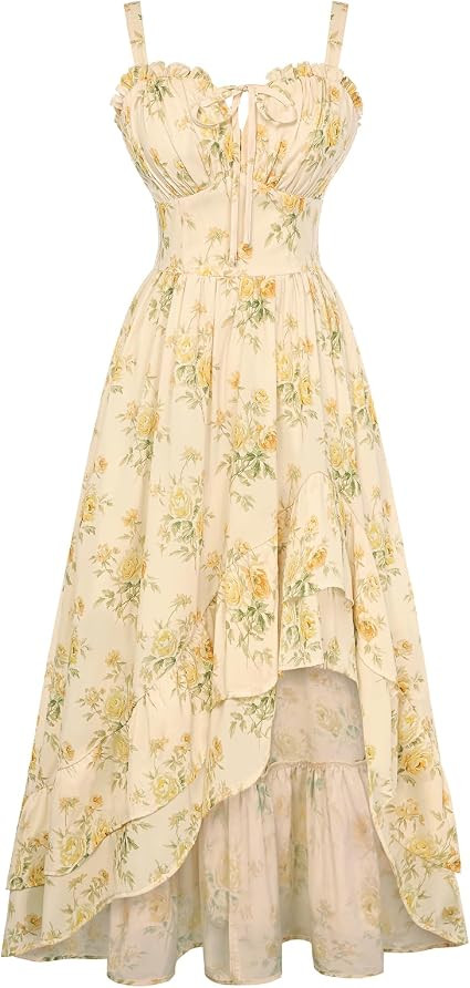 Scarlet Darkness Corset Dress for Women, High Low Milkmaid Dress | Flowy Cottagecore, Sweetheart ... | Amazon (US)