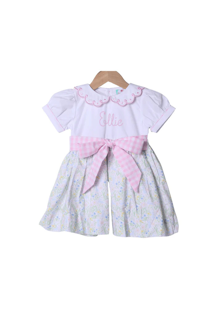 Sweet Bunny Floral Bow Dress | The Smocked Flamingo
