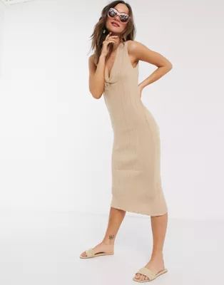 ASOS DESIGN ruched front knitted midi dress | ASOS (Global)
