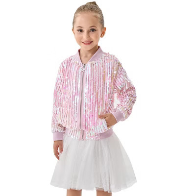 2Bunnies Girls' Cameo Pink Sequin Bomber Jacket Cameo Pink 9-10 years | Target