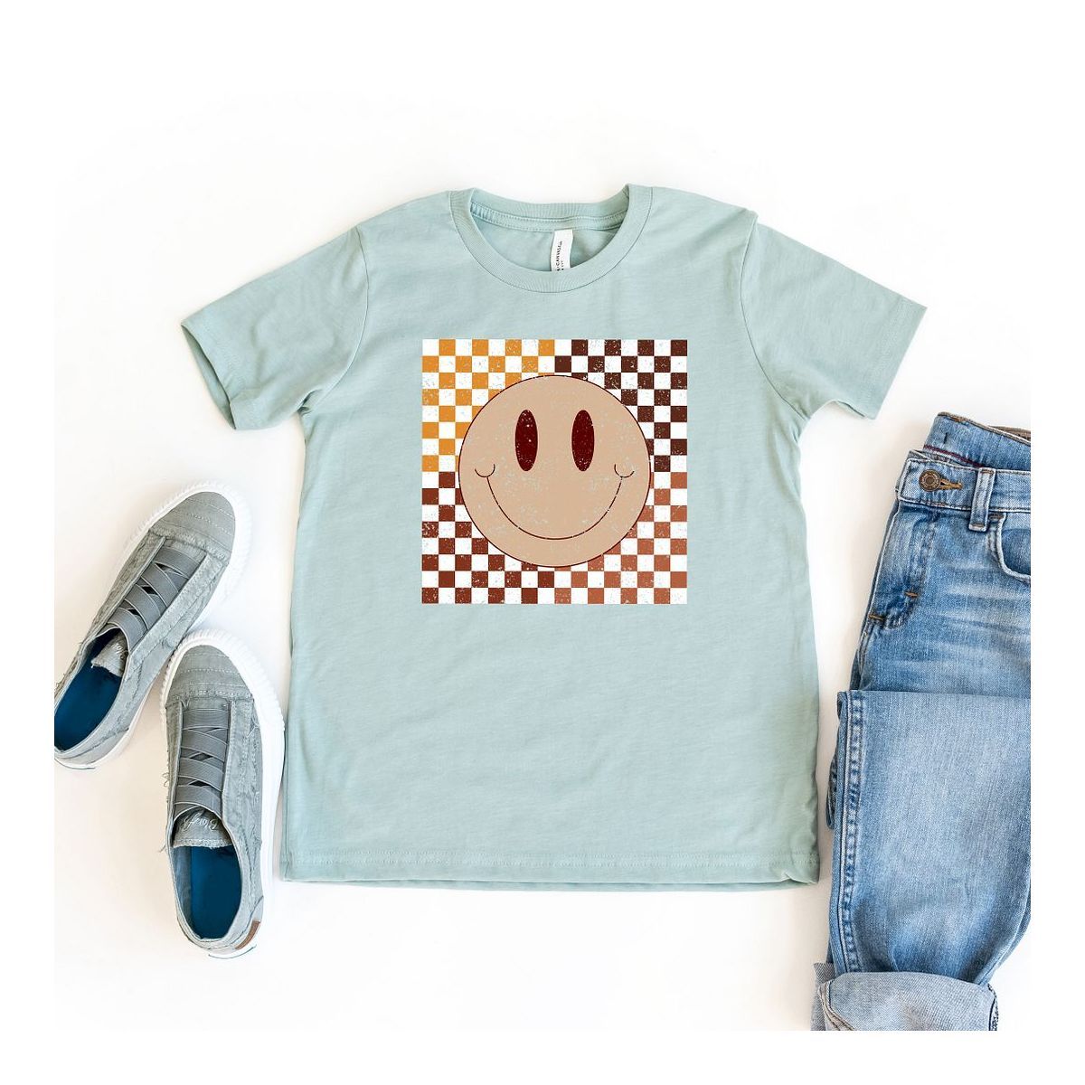 The Juniper Shop Fall Checkered Smiley Kids Short Sleeve Tee | Target