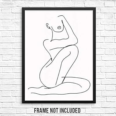 Abstract Woman's Body Shape Wall Decor Art Print Poster - Female One Line Silhouette -UNFRAMED- M... | Amazon (US)