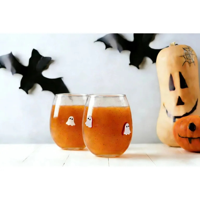 Way to Celebrate 2pack Bubble Stemless Wine Glass Ghost | Walmart (US)