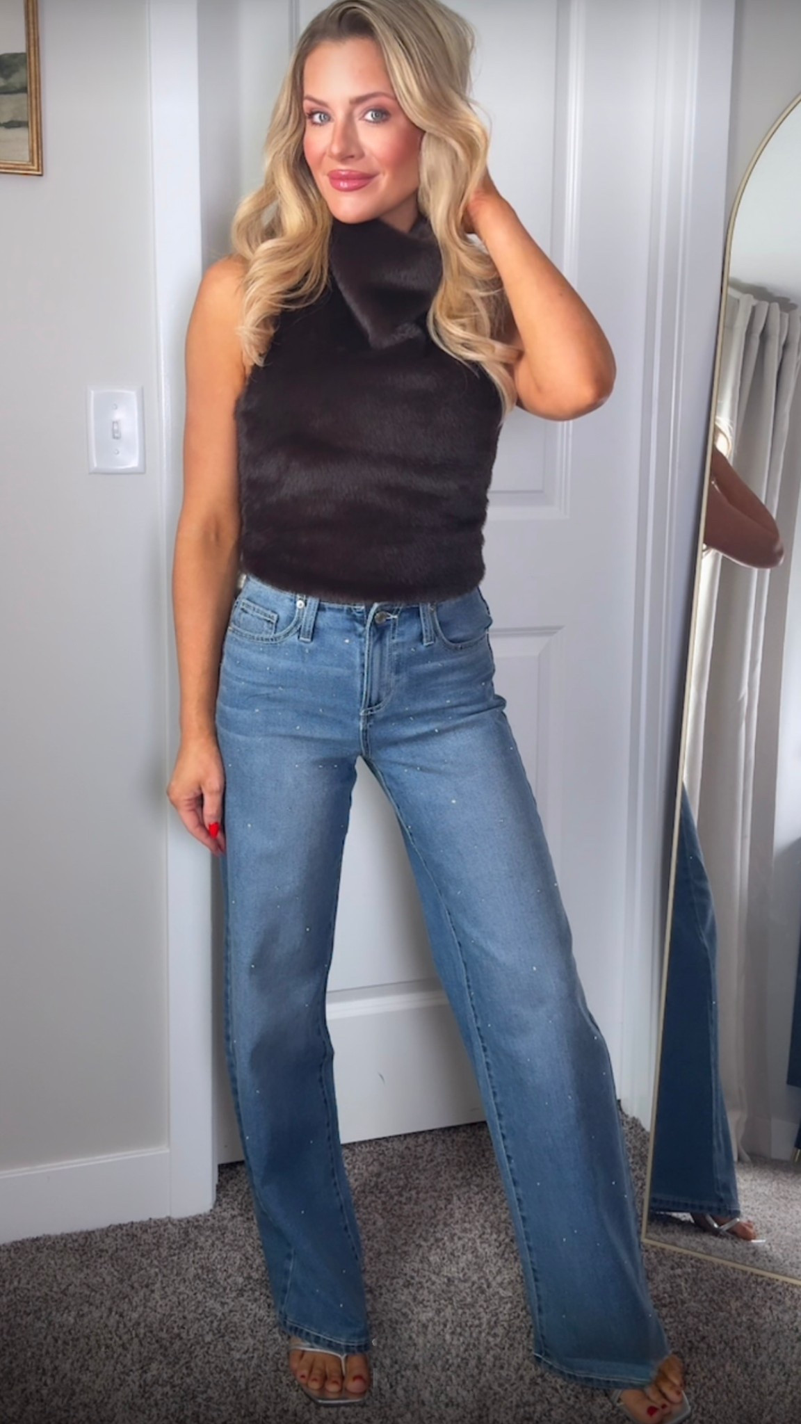 Soft girl texture + a little sparkle 🧸💫 Wearing XS in this Line & Dot and 00 in the embellished denim.

#LTKSaleAlert #LTKSeasonal #LTKHoliday