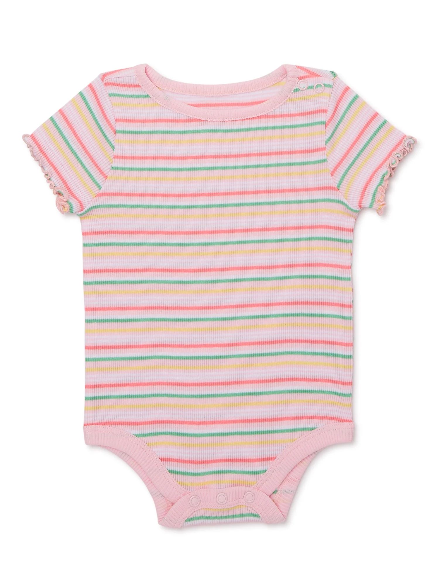 Garanimals Baby Girl Short Sleeve Stripe Rib Bodysuit, Sizes 0-24 Months | Walmart (US)