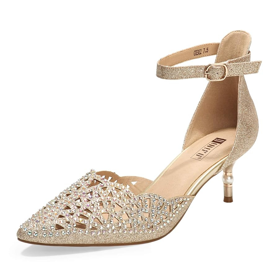 IDIFU Women's IN2 Candice Wedding Rhinestones Sequins Low Kitten Heels Pumps Dress Evening Shoes ... | Amazon (US)