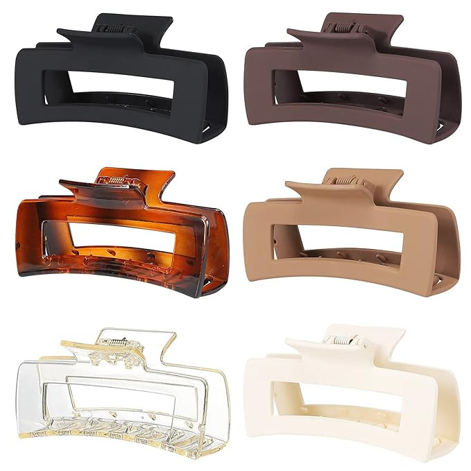 Amazon.com: Sisiaipu 4 Inch Big Hair Clips 6 Pcs claw clips for Thick Hair Large Rectangular Claw... | Amazon (US)