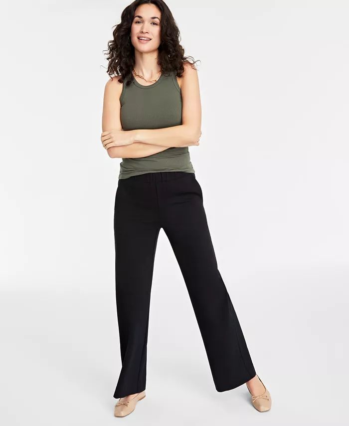 On 34th Women's High-Rise Pull-On Wide-Leg Ponté-Knit Pants, Created for Macy's - Macy's | Macy's