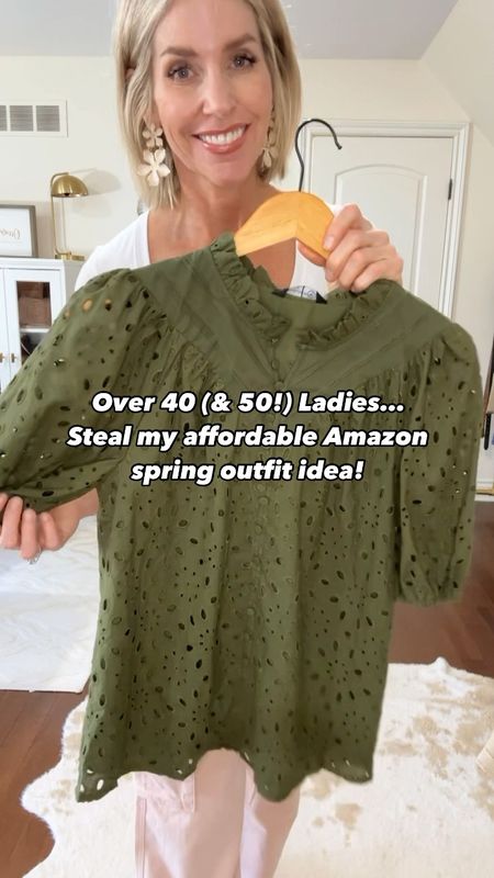 AMAZON AFFORDABLE SPRING OUTFIT | 
✨ To my over 40 and over 50 ladies… steal my outfit idea, you’re going to love the price and the easy style! This outfit will definitely be on repeat for me all summer. 💕
The eyelet top looks way more expensive than it is. The style and puff sleeves are so pretty for warm weather. It comes in 18 colors too! Runs true to size. The Levi white jeans are a classic. They run small, definitely size up!

Amazon fashion, spring outfit, affordable, eyelet, summer top

#LTKVideo #LTKover40 #LTKfindsunder50