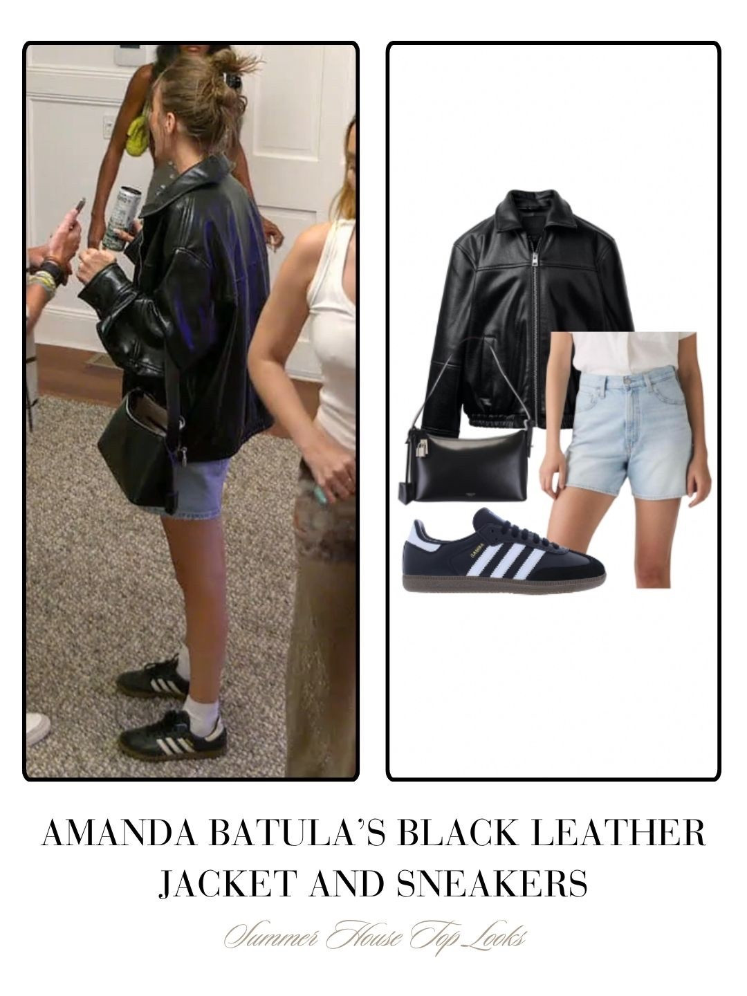 Amanda Batula’s Black Leather Jacket and Sneakers 