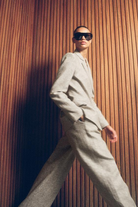 100% LINEN STRAIGHT LEG PANTS | Zara US