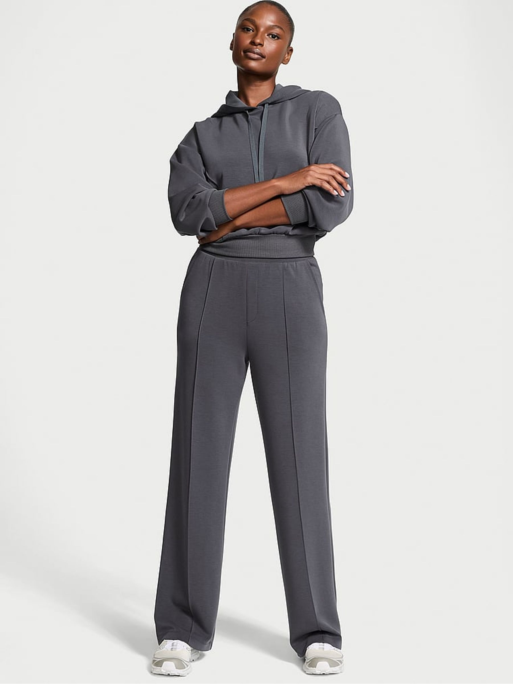 Grey Wide Leg Featherweight Knit Joggers | Victoria's Secret UK | Victoria's Secret UK