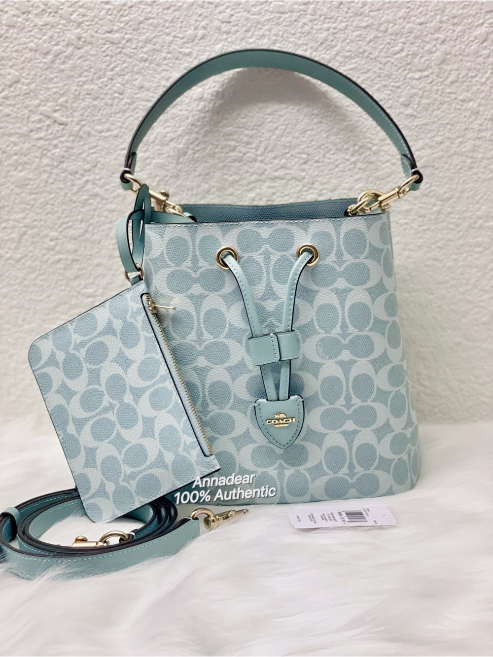 NWT Coach Rowan Bucket Bag In Signature Canvas CEZ36 Light Blue | Poshmark