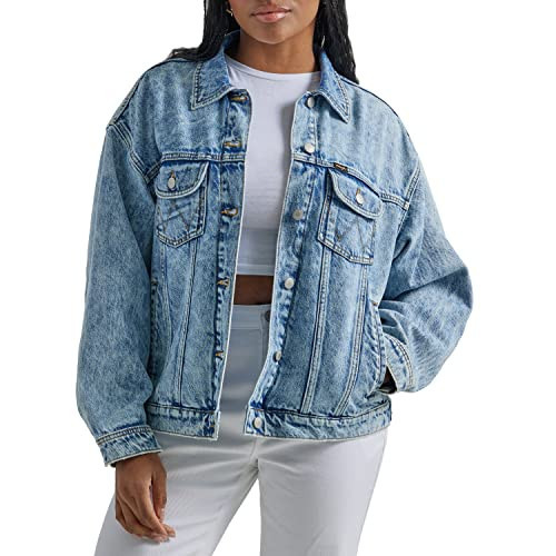 Wrangler Women's Relaxed Fit Girlfriend Denim Jacket, Moonchild, Small | Amazon (US)