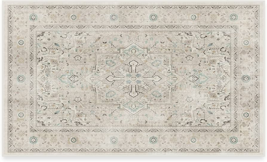 RUGGABLE Kamran Washable Rug - Perfect Vintage Area Rug for Living Room Bedroom Kitchen - Pet & C... | Amazon (US)