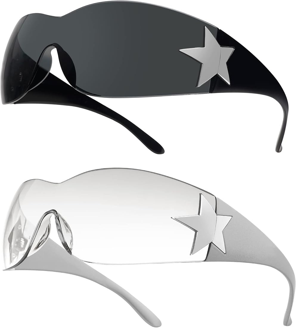 Allarallvr Y2K Trendy Sunglasses for Women Men Gafas De Sol Para Mujer Shield Wrap Around Sun gla... | Amazon (US)