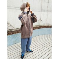 Unisex Brown Zip Hoodie Oversized Cotton Blend, Large Hood | Etsy (US)