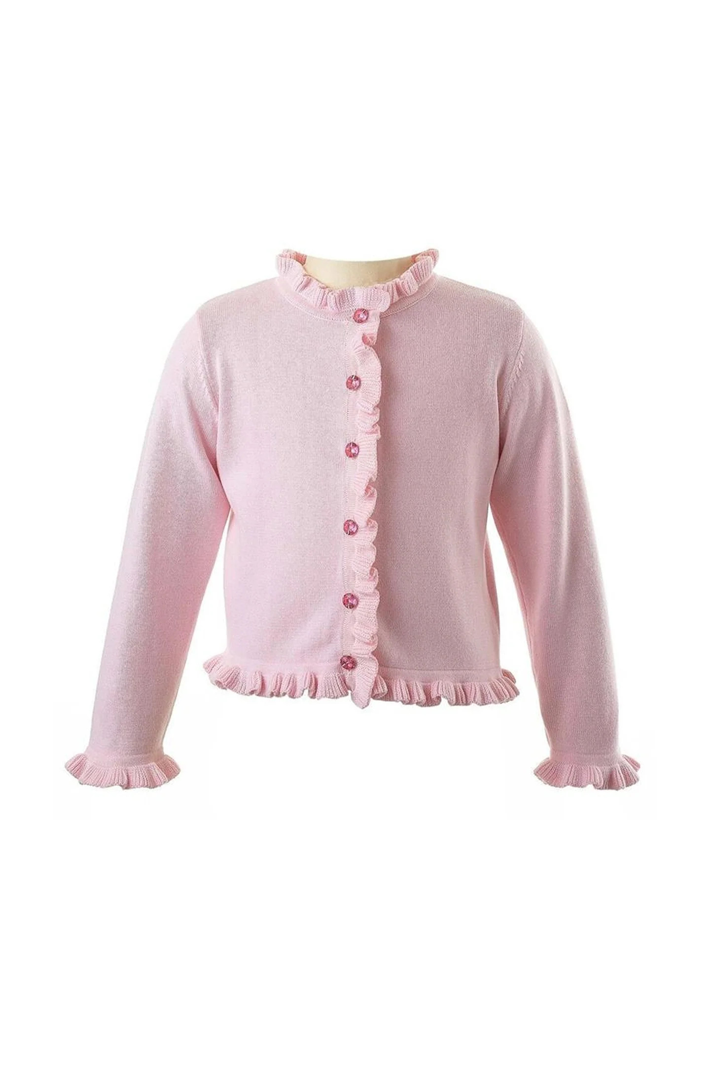 Rachel Riley Pink Frill Cardigan | LoveShackFancy