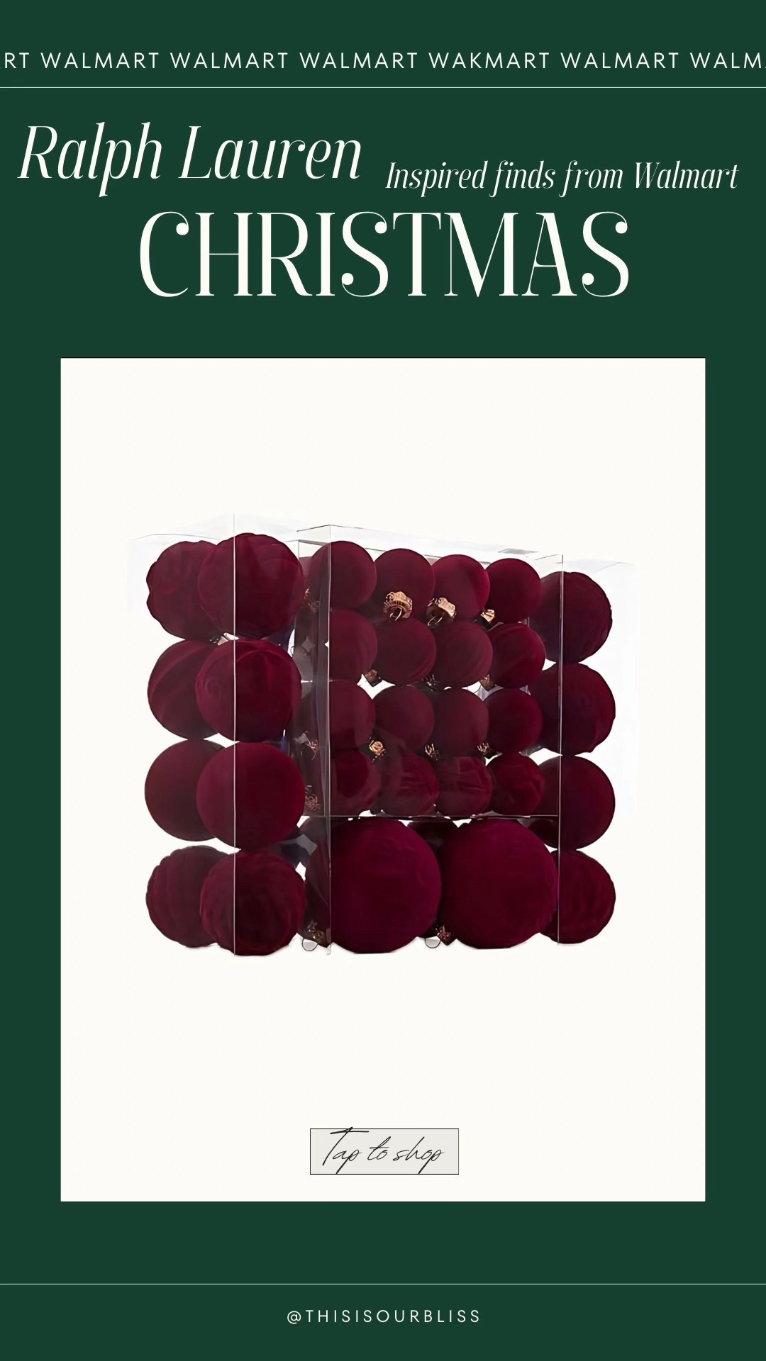 Burgundy + velvet are top trends of the season and are part of the Ralph Lauren Christmas viral trend also! 

** these burgundy velvet ornaments were Spotted at Walmart! 

Ralph Lauren Christmas, designer look for less, Walmart home, Walmart holiday, Christmas decor


#LTKHoliday #LTKHome #LTKFindsUnder50