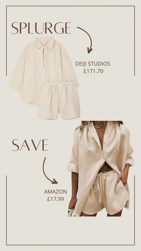 SPLURGE OR SAVE - linen shorts sets

I love my DEIJI Studios linen shirt and shorts set, I love the boxer style shorts and oversized sleeves.

I wear a uk S/M and am a uk 8/10z 

I have found an amazing more affordable alternative from Amazon for under £20, both are linked below 👇🏼 

#linen #linenshirt #linenshorts #linenset #deijistudios #amazon 

#LTKunder50 #LTKFind #LTKeurope