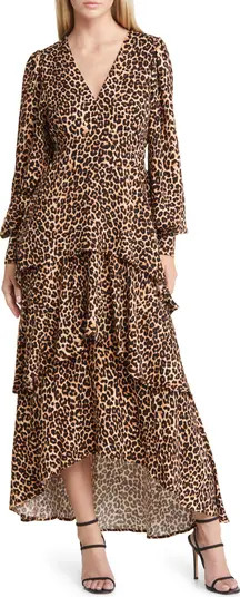 Floral Long Sleeve Tiered High/Low Dress | Nordstrom