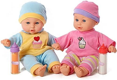 Mommy and Me 12 Inch Twin Baby Dolls, Soft Body Baby Doll with Milk and Juice Bottles | Amazon (US)