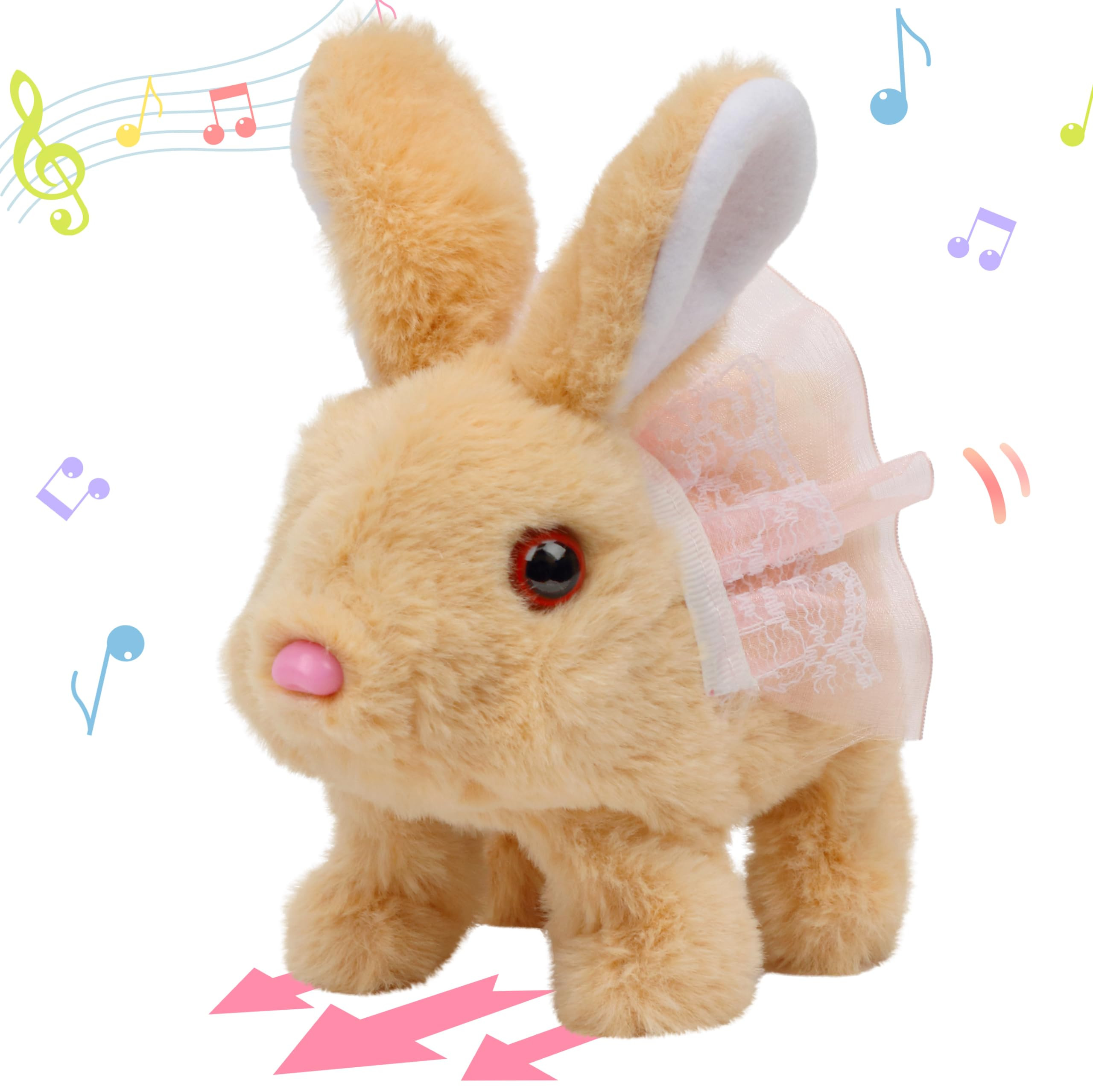 Hopearl Hopping Rabbit with Dress Interactive Electronic Pet Plush Bunny Toy with Sounds and Move... | Amazon (US)