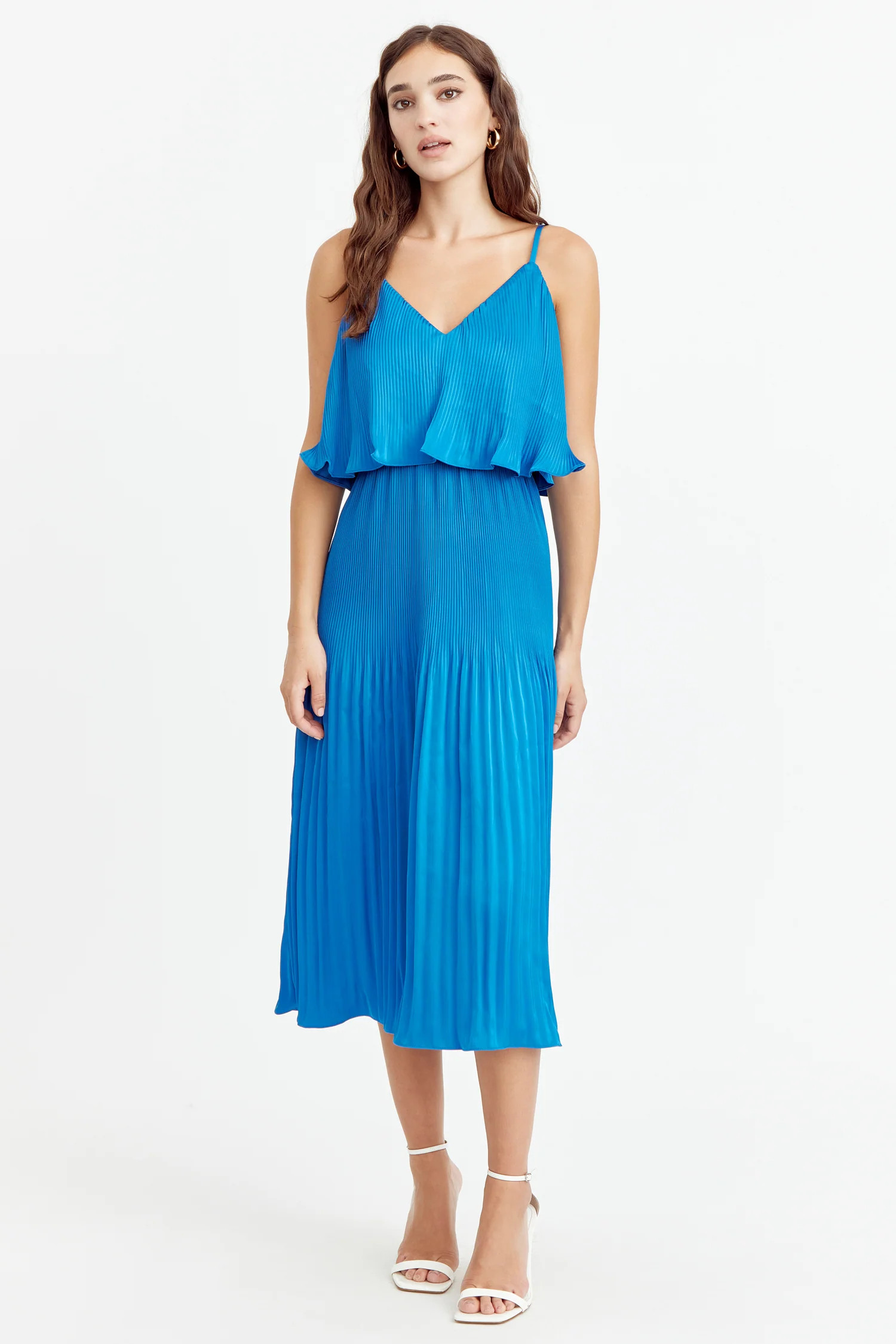 Nayla Overlay Pleated Midi Dress | Adelyn Rae