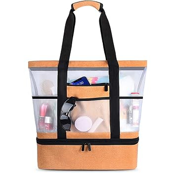 VBIGER Mesh Beach Tote Bag with Detachable Insulated Cooler Bag,Large Capacity Tote Bag Beach Gea... | Amazon (US)